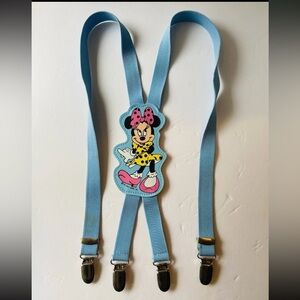 Minnie Mouse Suspenders Vintage 1980s Kids Disney Blue Adjustable Retro
